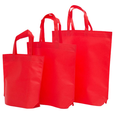 bolsa ecologica con base inferior rojo